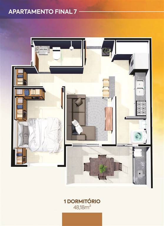 Apartamento, 1 quarto, 48 m² - Foto 2