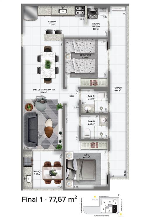 Apartamento à venda com 2 quartos, 77m² - Foto 1
