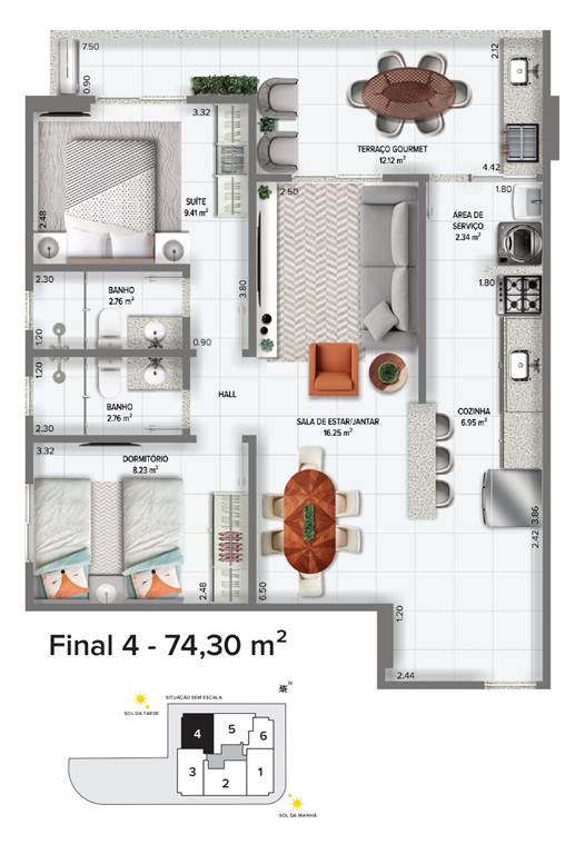 Apartamento, 2 quartos, 74 m² - Foto 4
