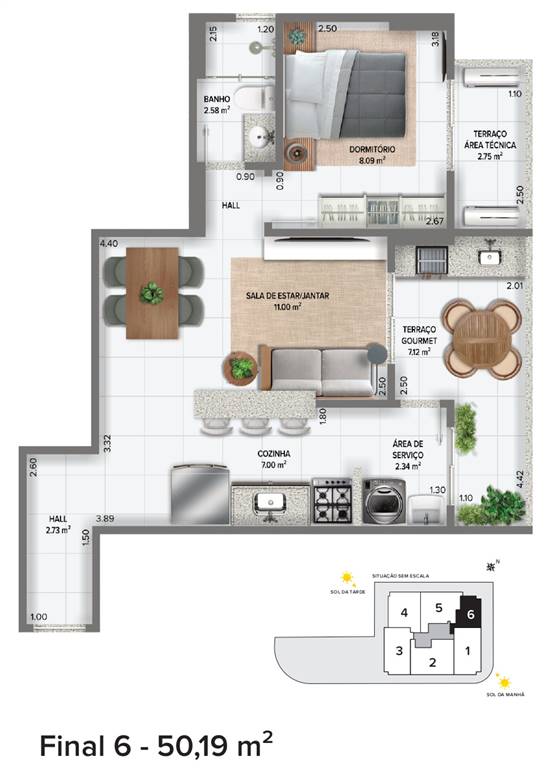 Apartamento, 1 quarto, 49 m² - Foto 3