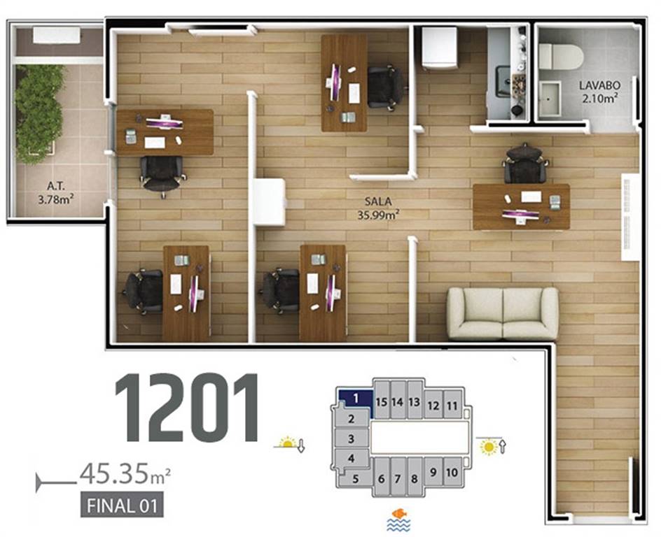 Sala-Conjunto, 36 m² - Foto 9