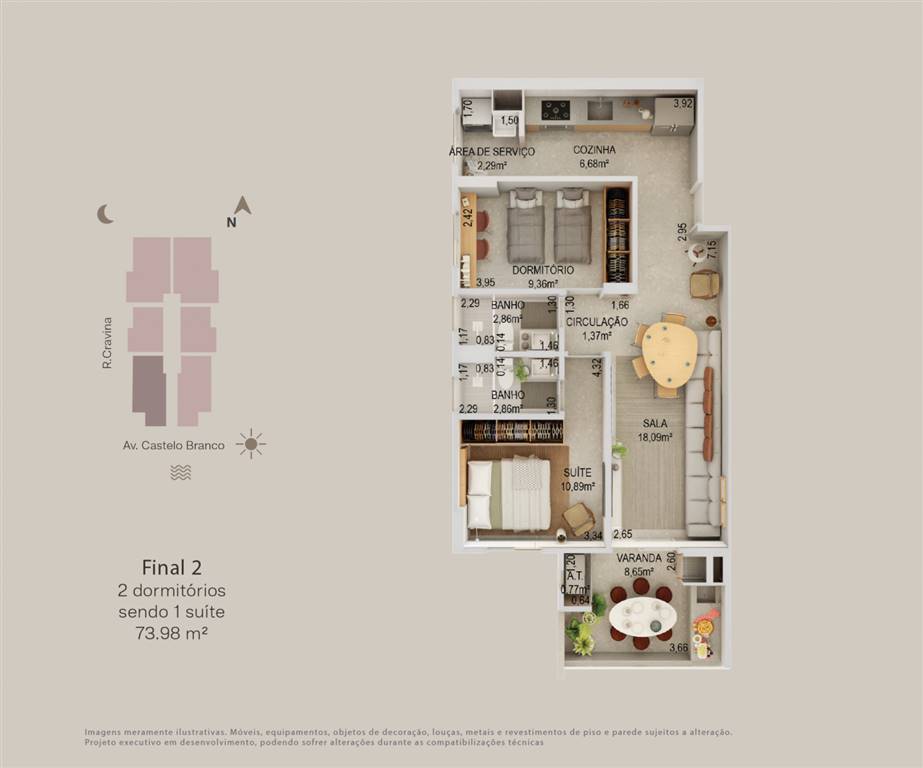 Apartamento, 2 quartos, 74 m² - Foto 14