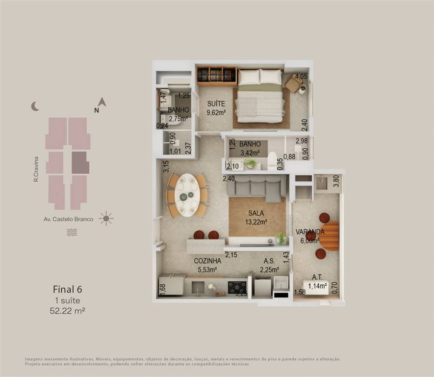 Apartamento, 1 quarto, 52 m² - Foto 8