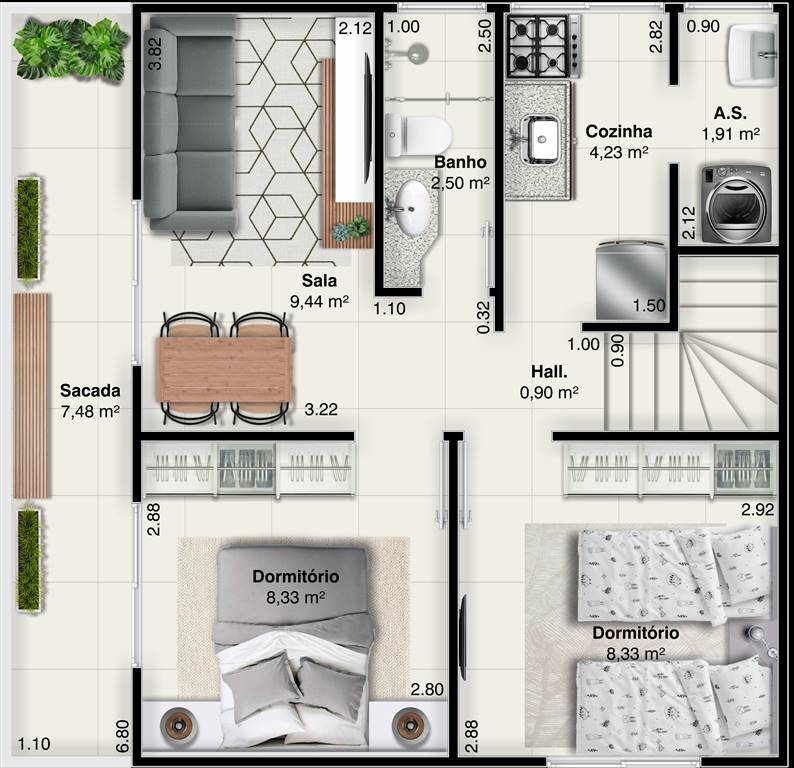 Casa, 2 quartos, 56 m² - Foto 5