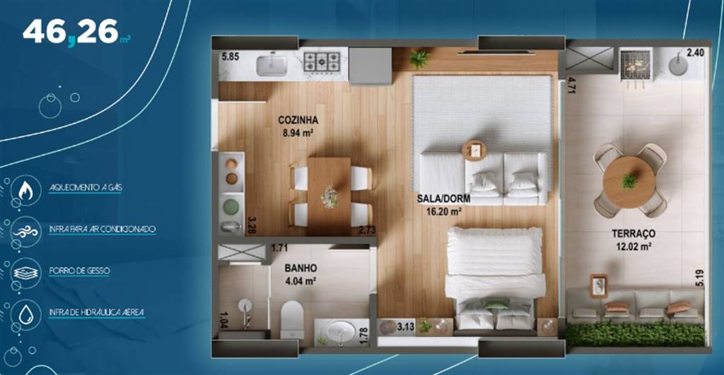 Apartamento, 1 quarto, 46 m² - Foto 13