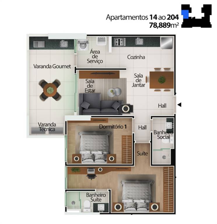 Apartamento, 2 quartos, 79 m² - Foto 9