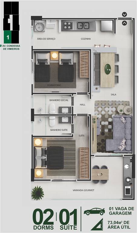 Apartamento, 2 quartos, 73 m² - Foto 7
