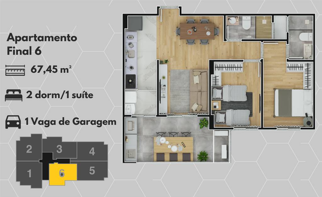 Apartamento, 2 quartos, 67 m² - Foto 2