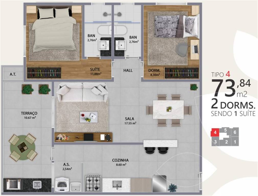 Apartamento, 2 quartos, 74 m² - Foto 6