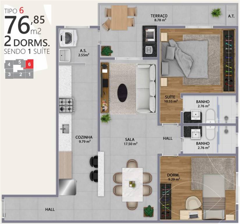 Apartamento, 2 quartos, 77 m² - Foto 8