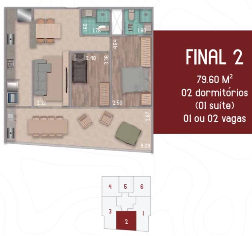 Apartamento, 2 quartos, 80 m² - Foto 2