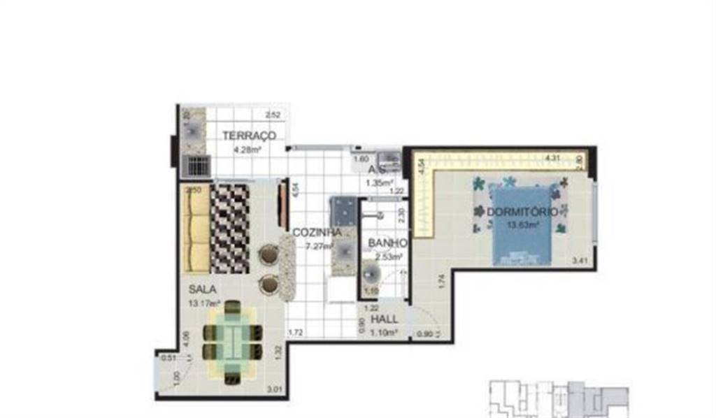 APARTAMENTO COM 48.88 m² - FLÓRIDA - PRAIA GRANDE SP