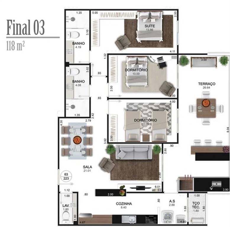 Apartamento, 3 quartos, 118 m² - Foto 2