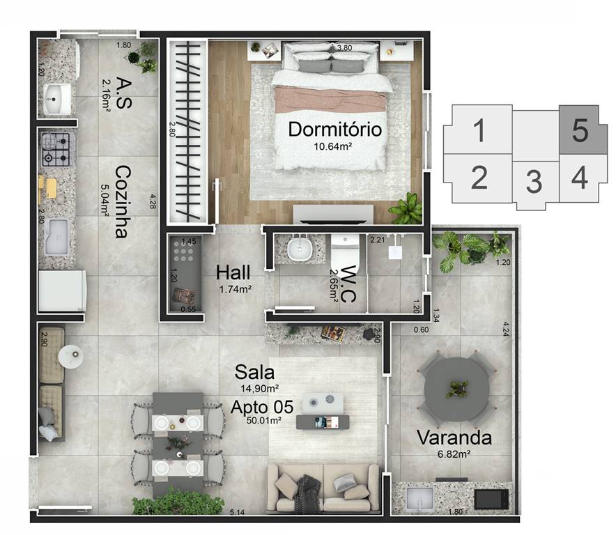 Apartamento, 1 quarto, 50 m² - Foto 4