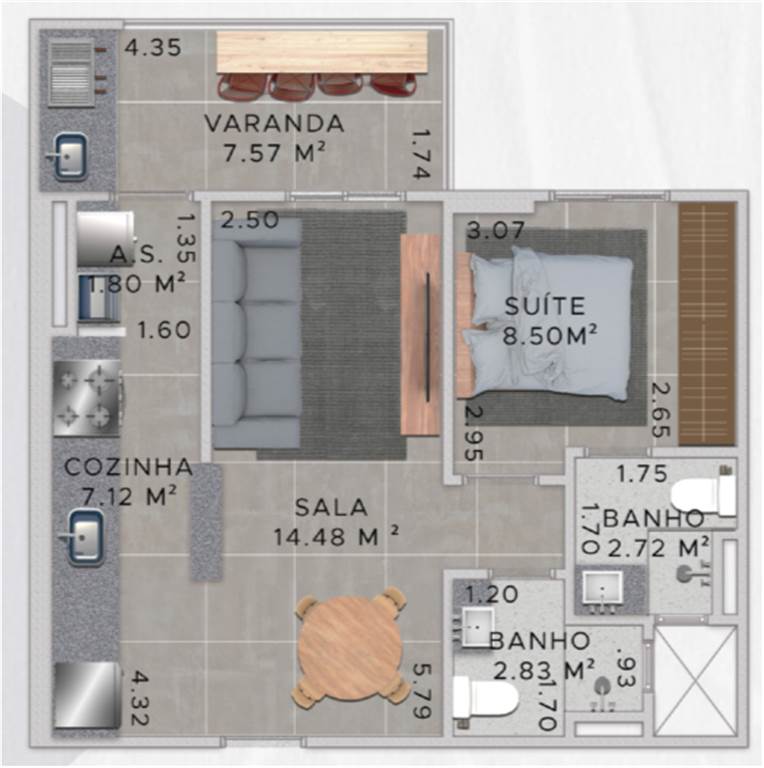 Apartamento, 1 quarto, 54 m² - Foto 15