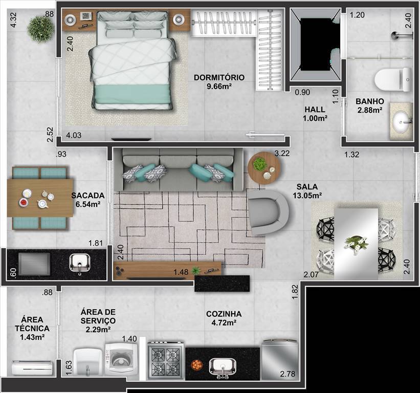 Apartamento, 1 quarto, 48 m² - Foto 6