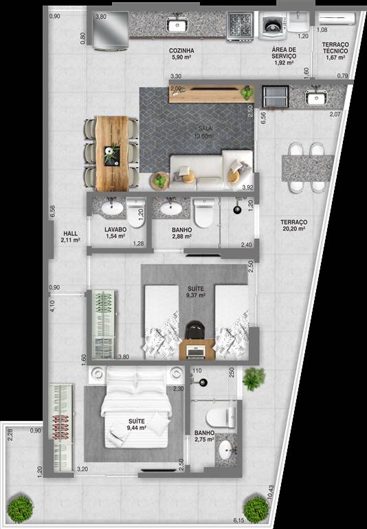 Apartamento, 2 quartos, 82 m² - Foto 2