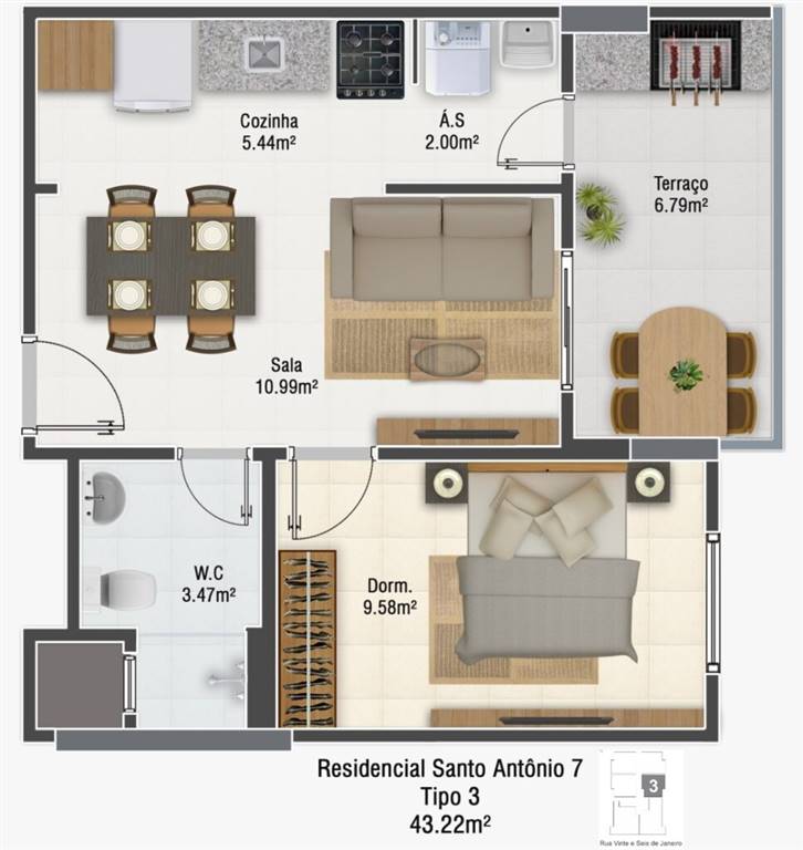 Apartamento, 1 quarto, 45 m² - Foto 8