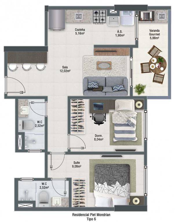 Apartamento com 2 dorms, Guilhermina, Praia Grande - R$ 414 mil, Cod: 134
