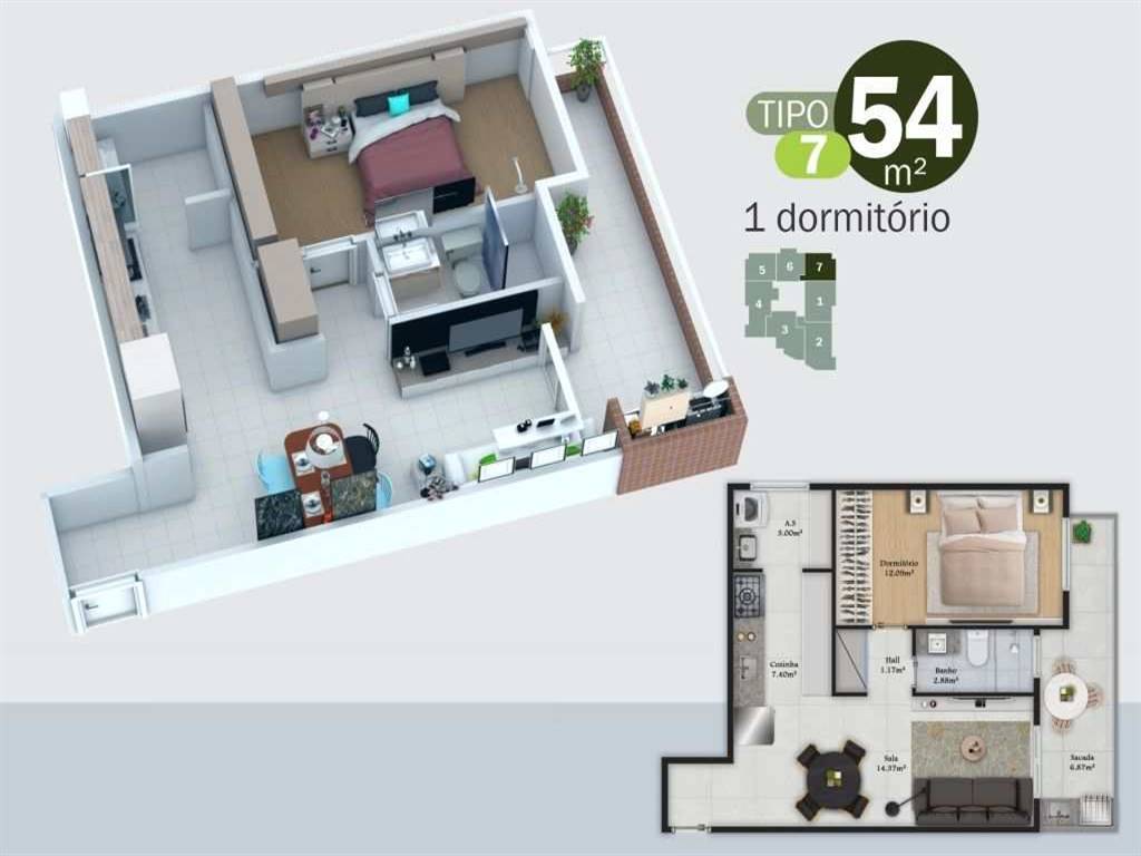 Apartamento com 1 dorm, Real, Praia Grande - R$ 384 mil, Cod: 895