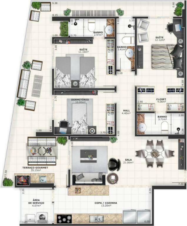 Apartamento, 3 quartos, 139 m² - Foto 1