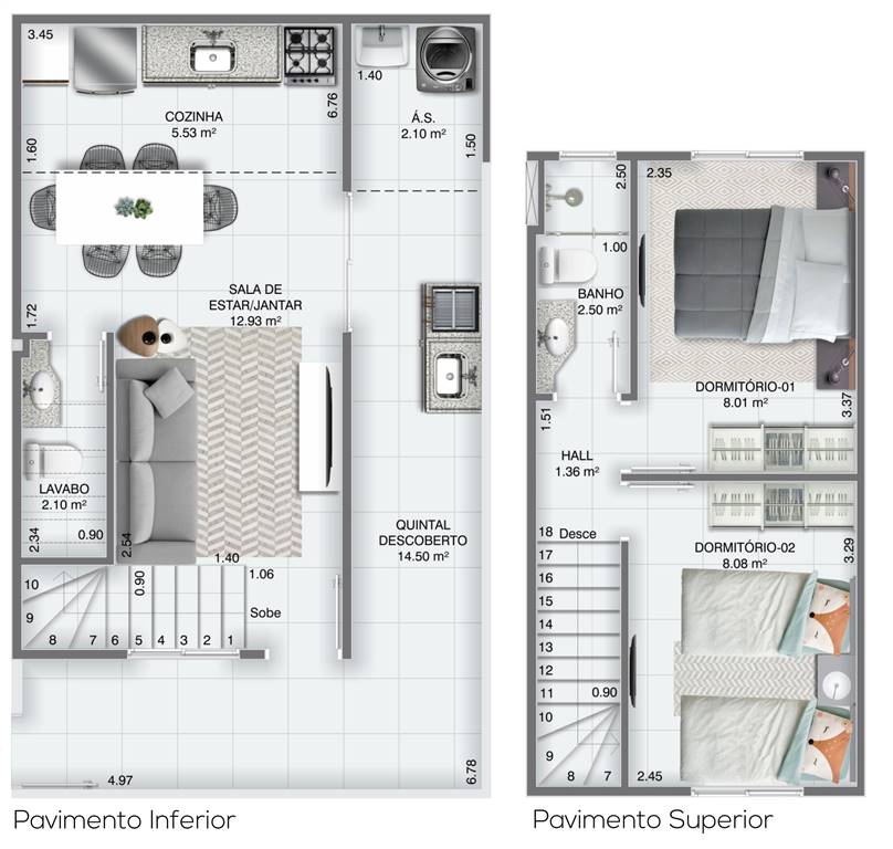 Sobrado, 2 quartos, 53 m² - Foto 6