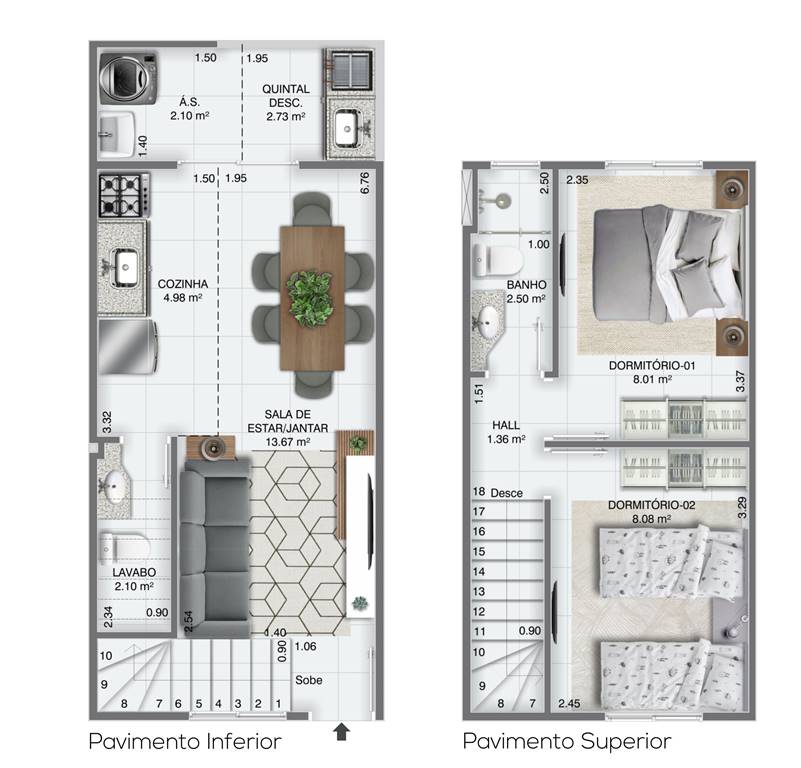 Sobrado, 2 quartos, 52 m² - Foto 6