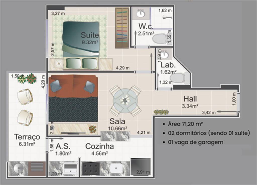 Apartamento, 1 quarto, 49 m² - Foto 3